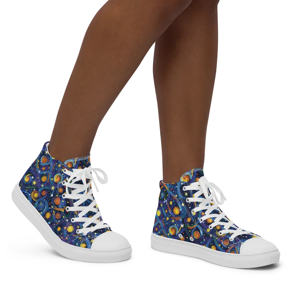 Starry Spiral on Women's High Top Canvas Shoes — Right