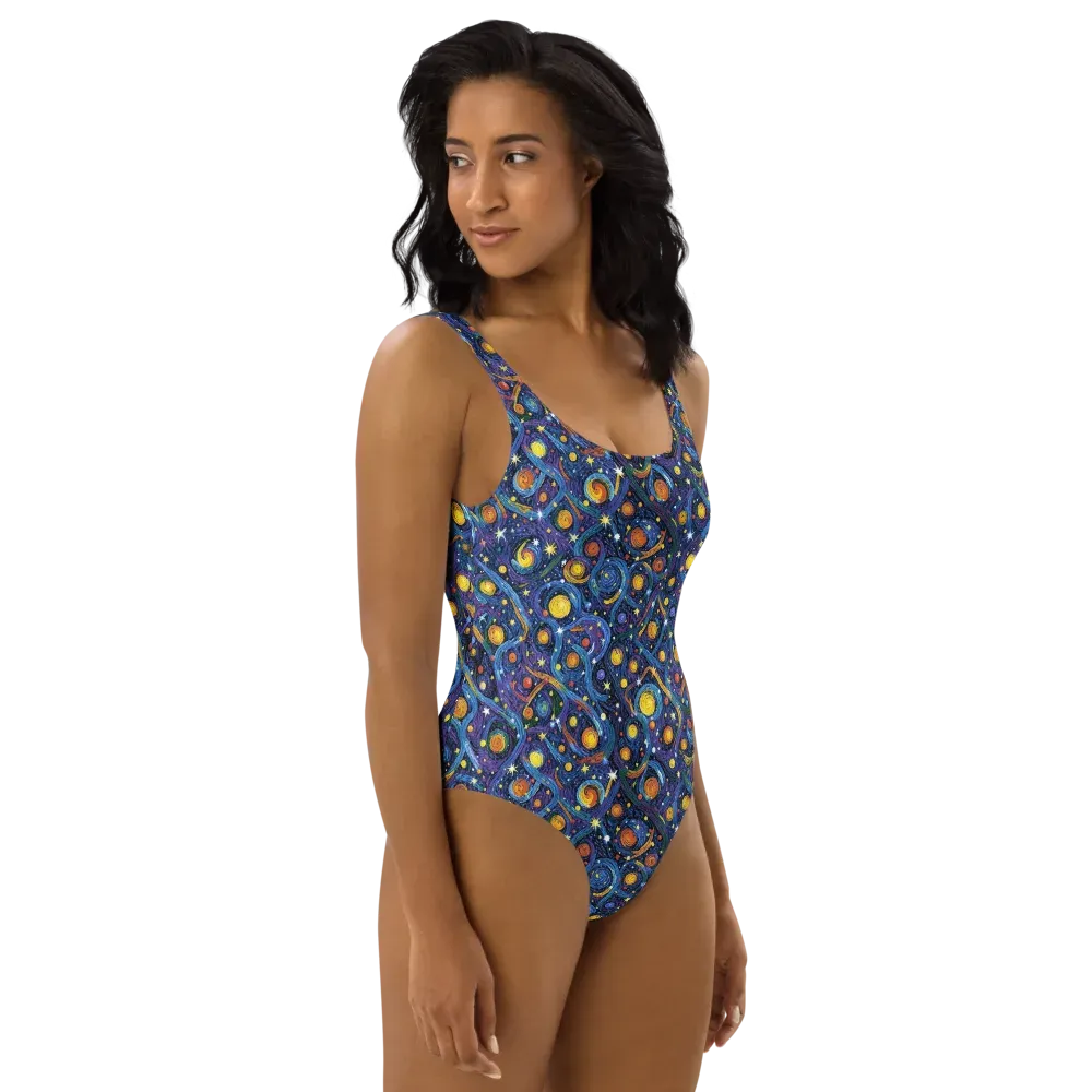 Starry Spiral on One-Piece Swimsuit — Right