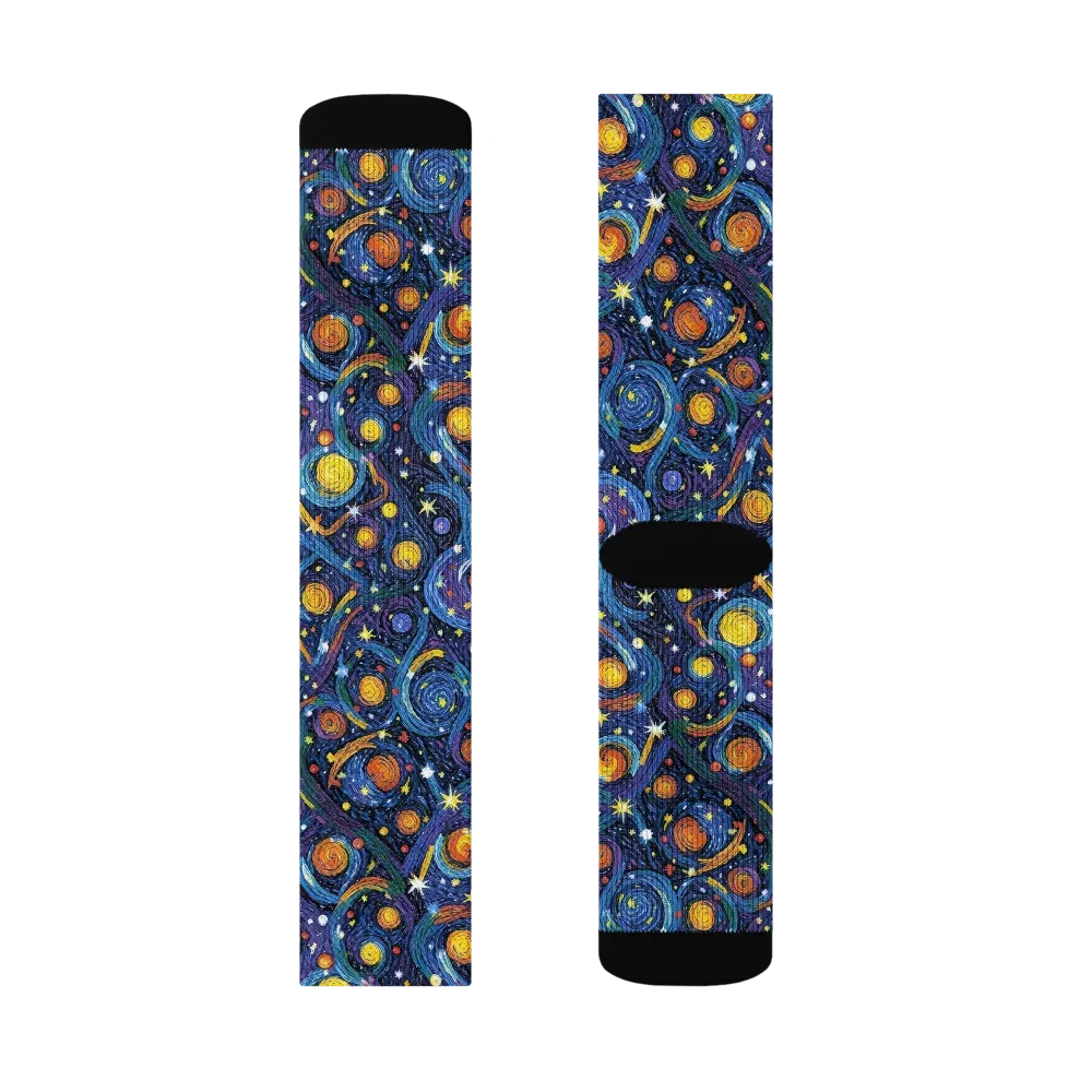 Starry Spiral on Socks — Right Sock