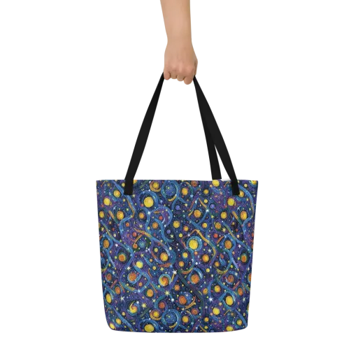 Starry Spiral on a Large Tote Bag W/ Pocket