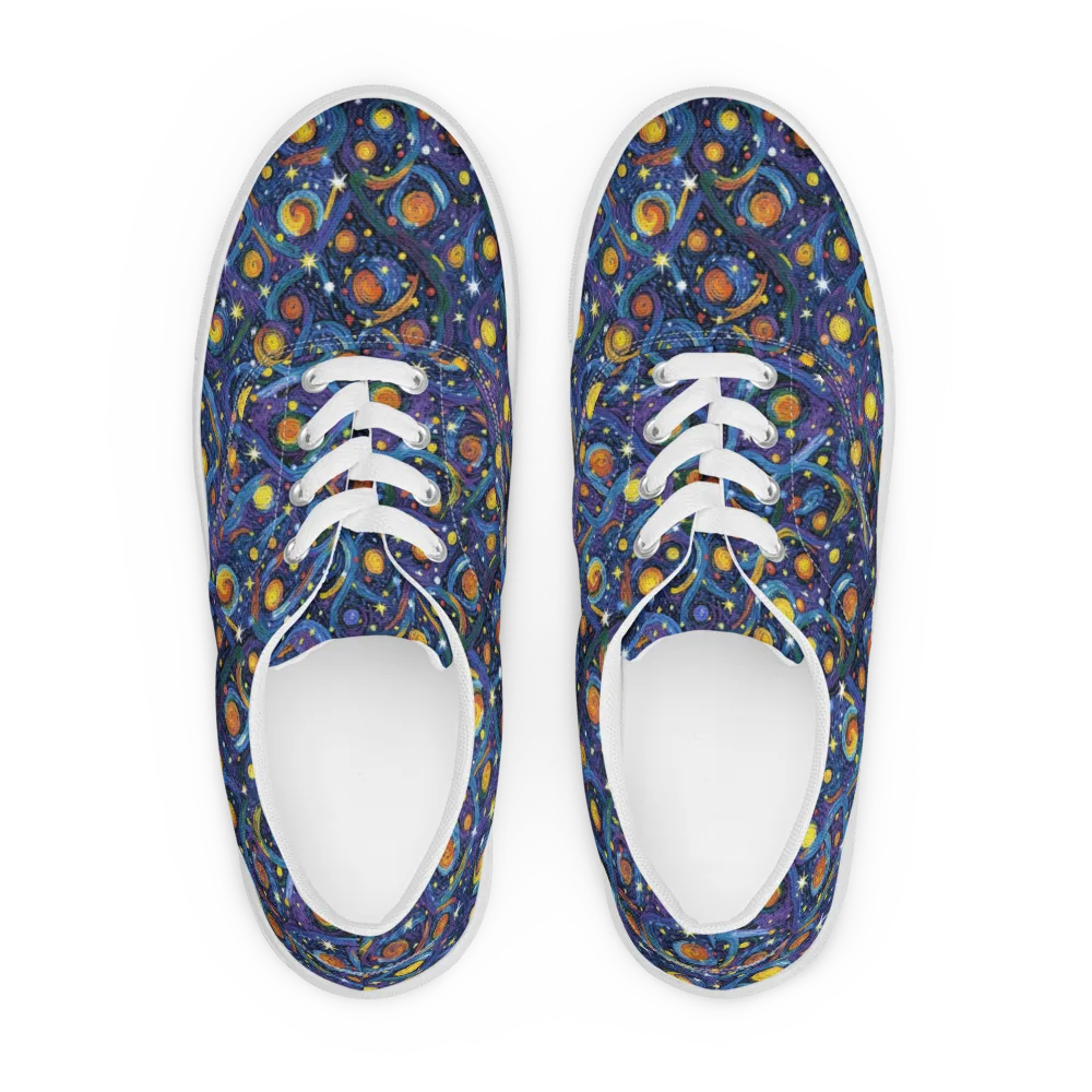 Starry Spiral on Men's Lace-Up Canvas Shoes — Front