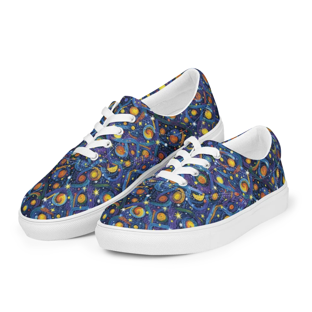 Starry Spiral on Men's Lace-Up Canvas Shoes — Left Front