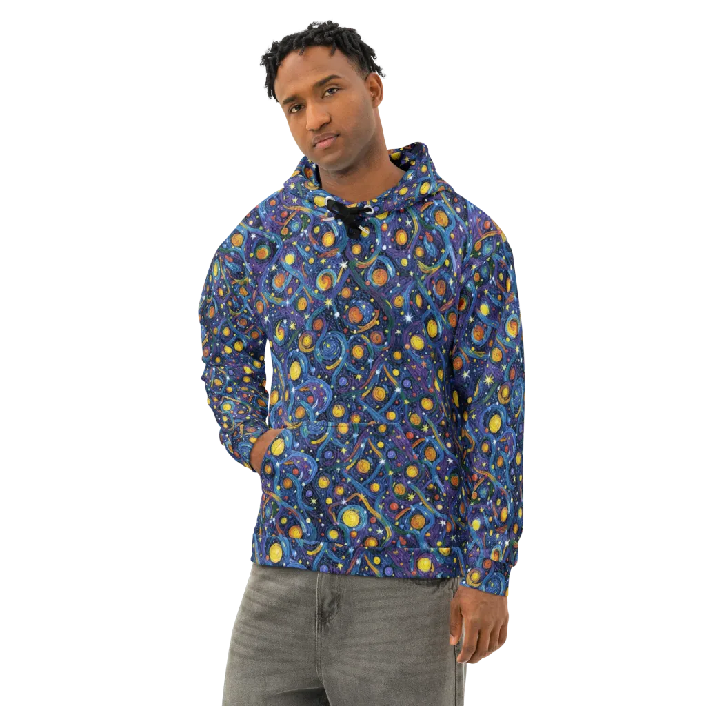 Starry Spiral on Cotton Hoodie — Left Front