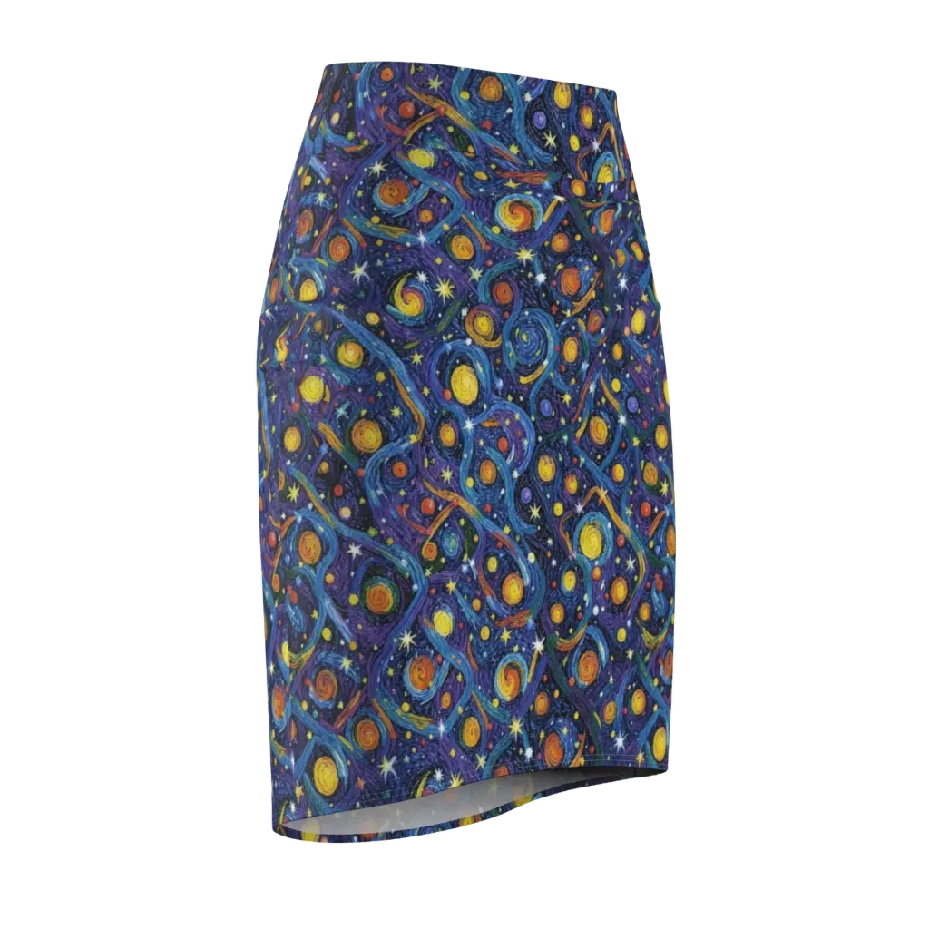 Starry Spiral on Pencil Skirt — Front Side