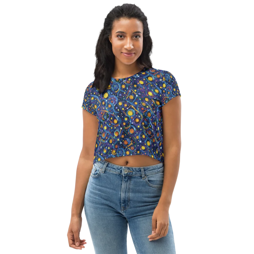 Starry Spiral on Crop Tee — Front
