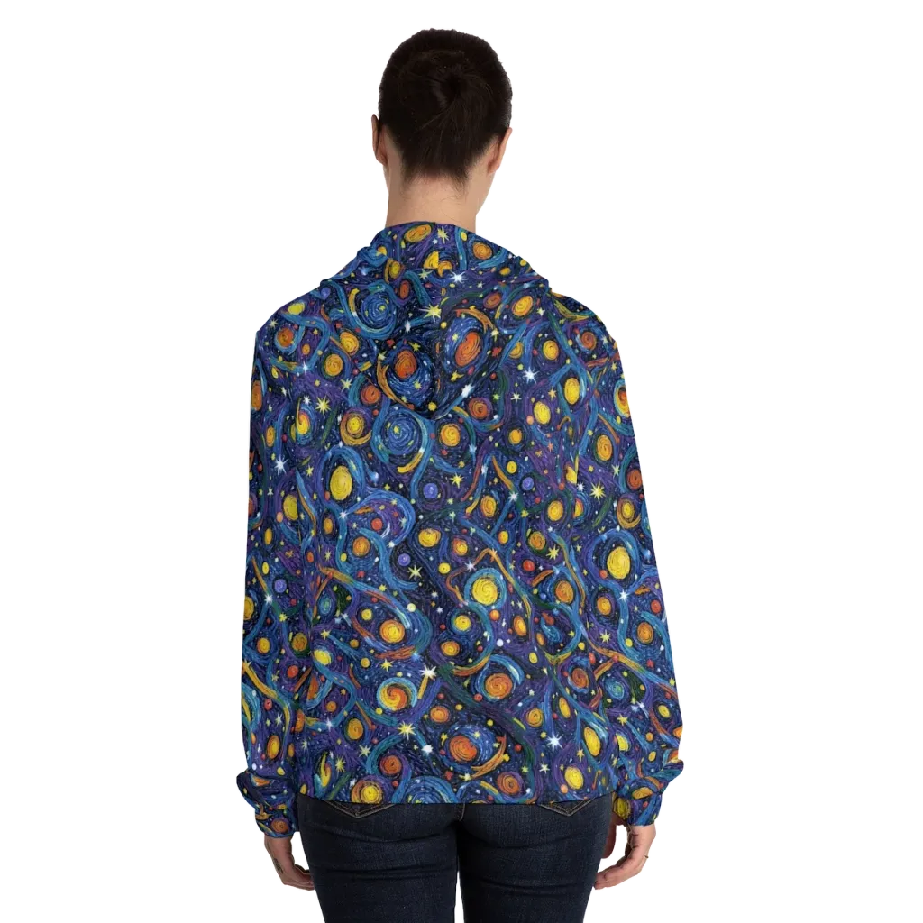 Starry Spiral on Women's Full-Zip Hoodie — Back On Person