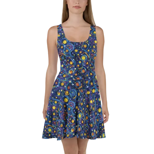 Starry Spiral on a Skater Dress