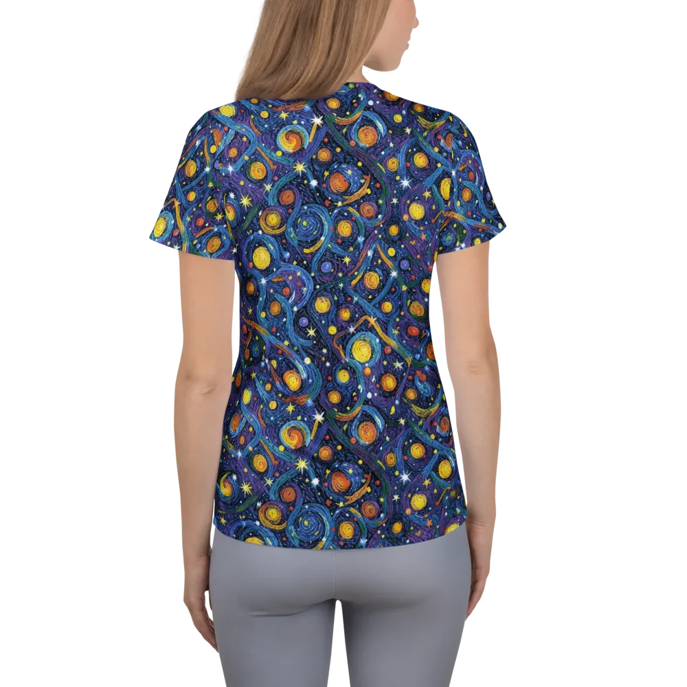 Starry Spiral on Women's Athletic T-Shirt — Back