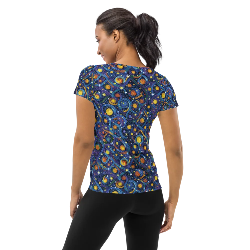 Starry Spiral on Women's Athletic T-Shirt — Back