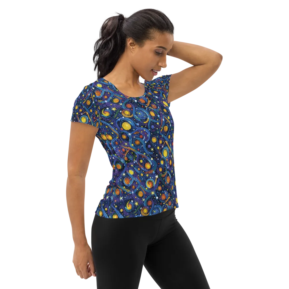 Starry Spiral on Women's Athletic T-Shirt — Right