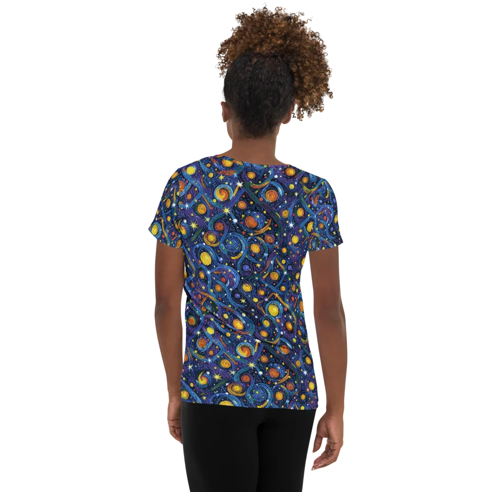Starry Spiral on Women's Athletic T-Shirt — Back