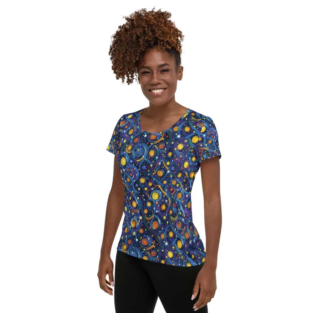 Starry Spiral on Women's Athletic T-Shirt — Left