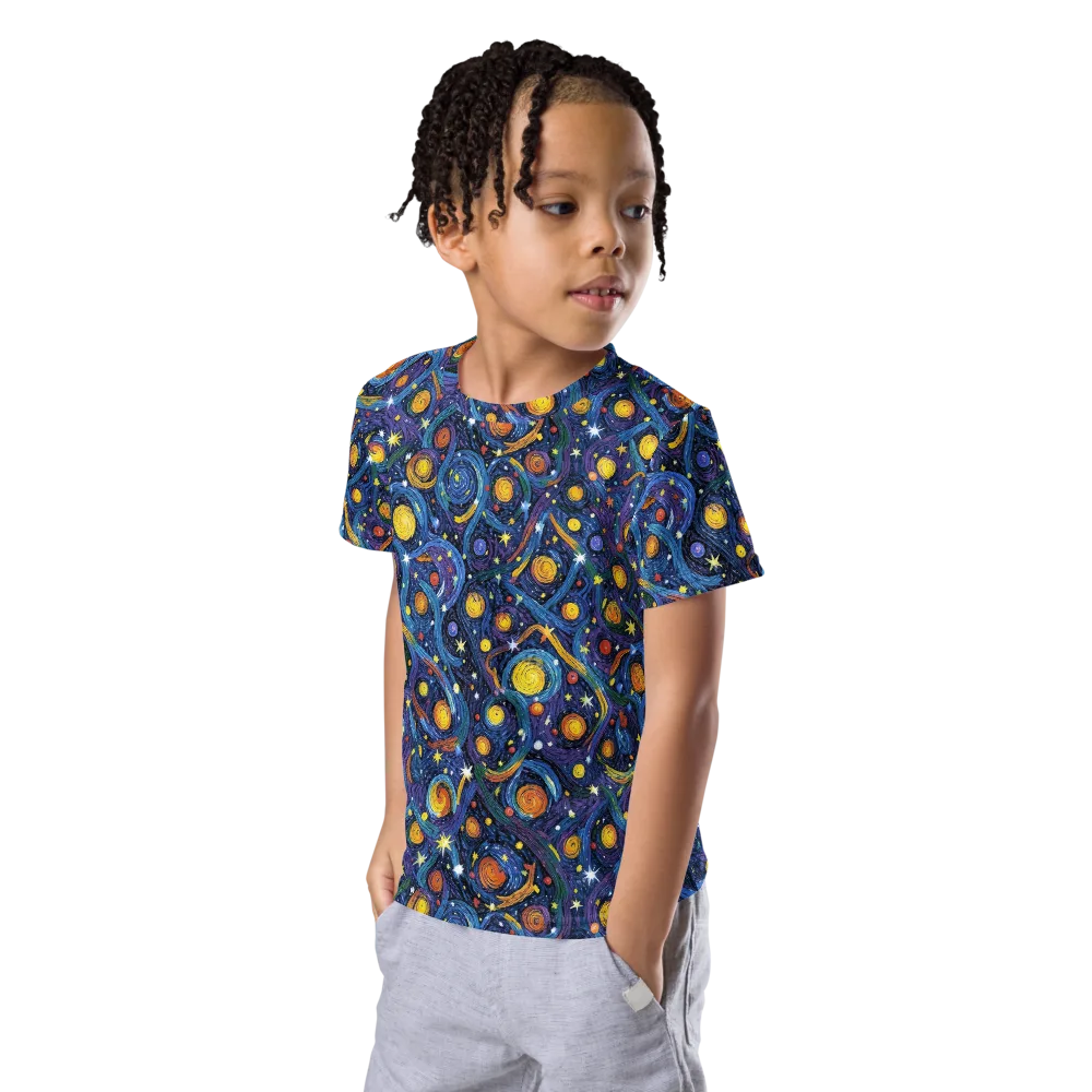 Starry Spiral on Kids Crew Neck T-Shirt — Left Front