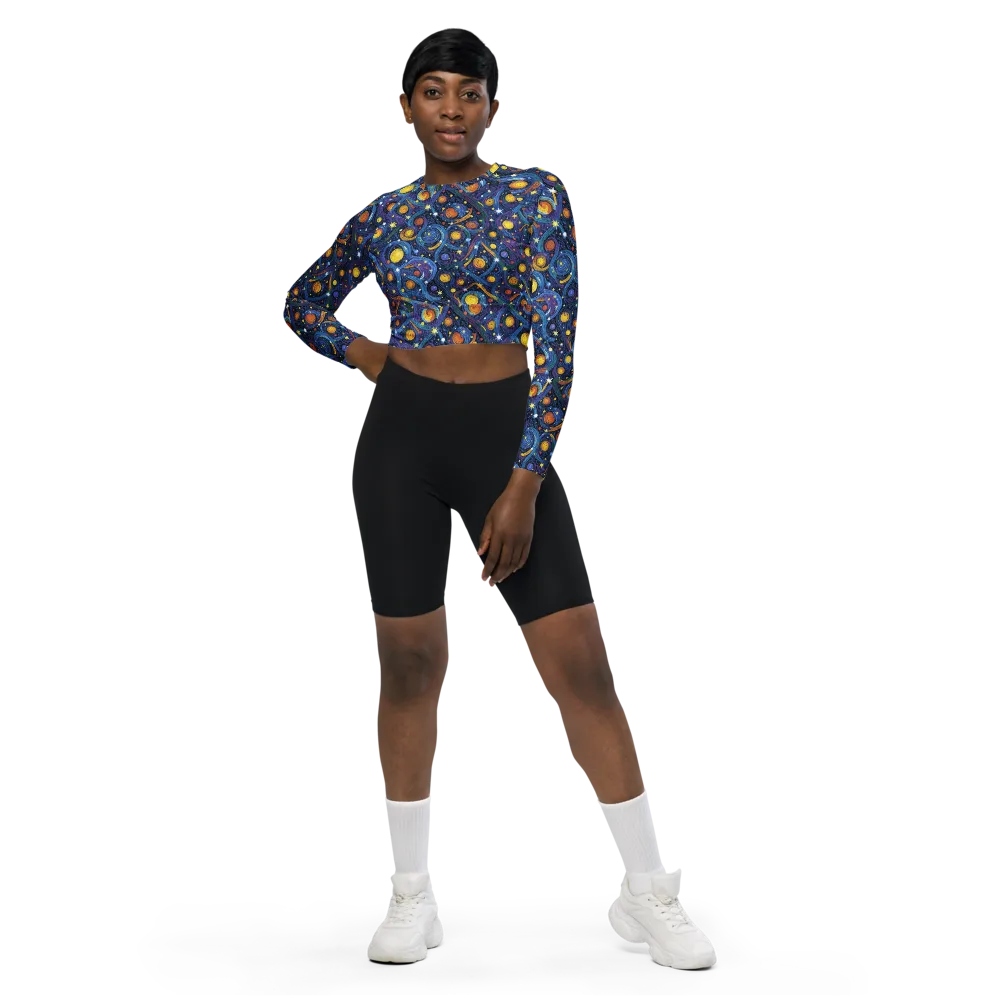 Starry Spiral on Long Sleeve Crop Top — Front