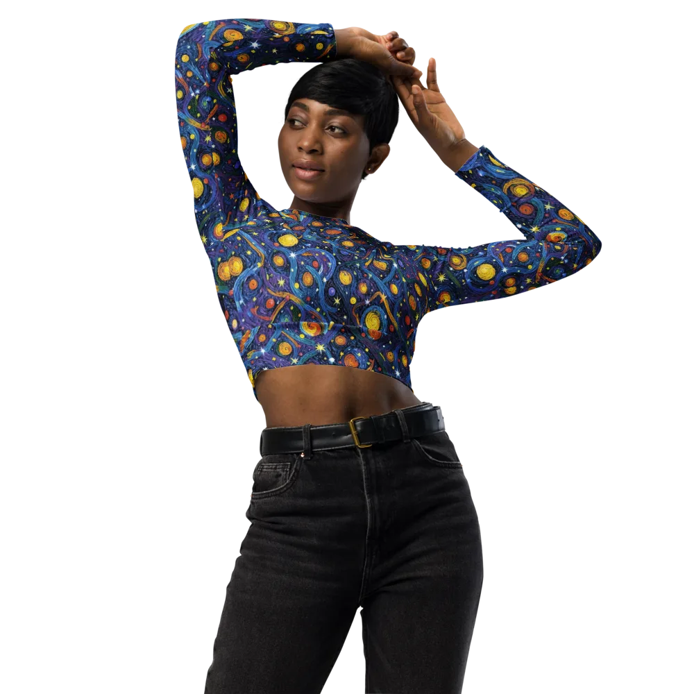 Starry Spiral on Long Sleeve Crop Top — Front