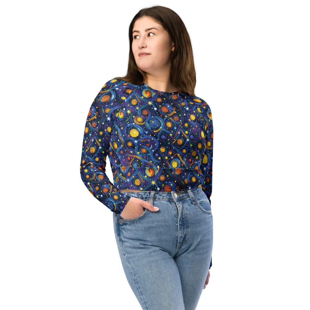 Starry Spiral on Long Sleeve Crop Top — Front