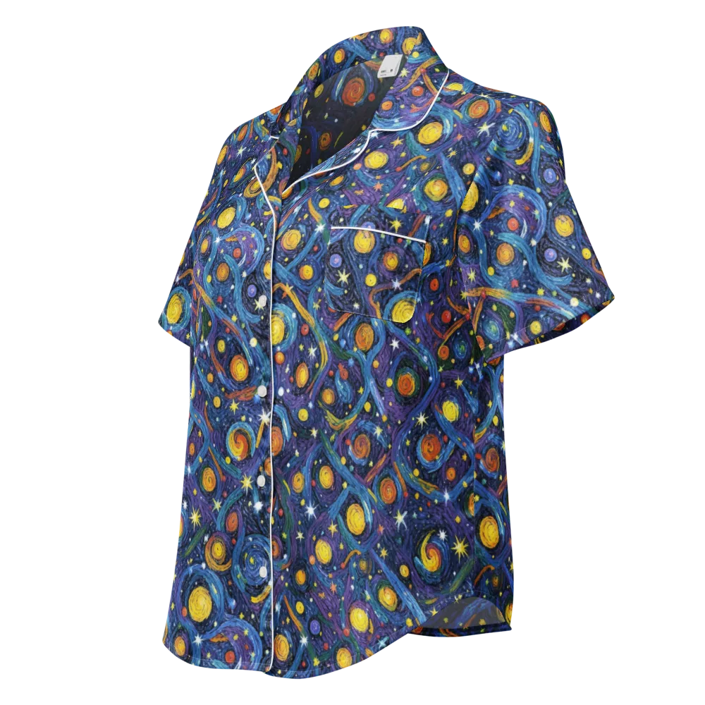 Starry Spiral on Women's Short Sleeve Pajama Top — Left Front