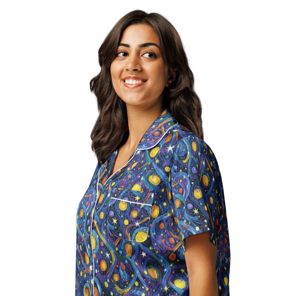 Starry Spiral on Women's Short Sleeve Pajama Top — Left Front