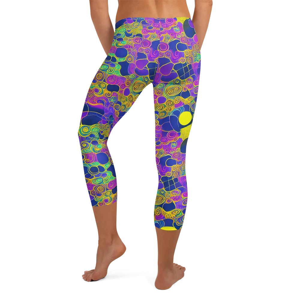 Neon Spiral Current on Capri Leggings — Back