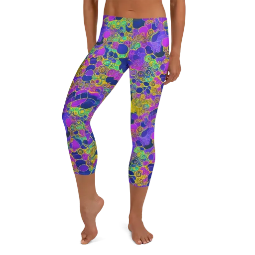 Neon Spiral Current on a Capri Leggings