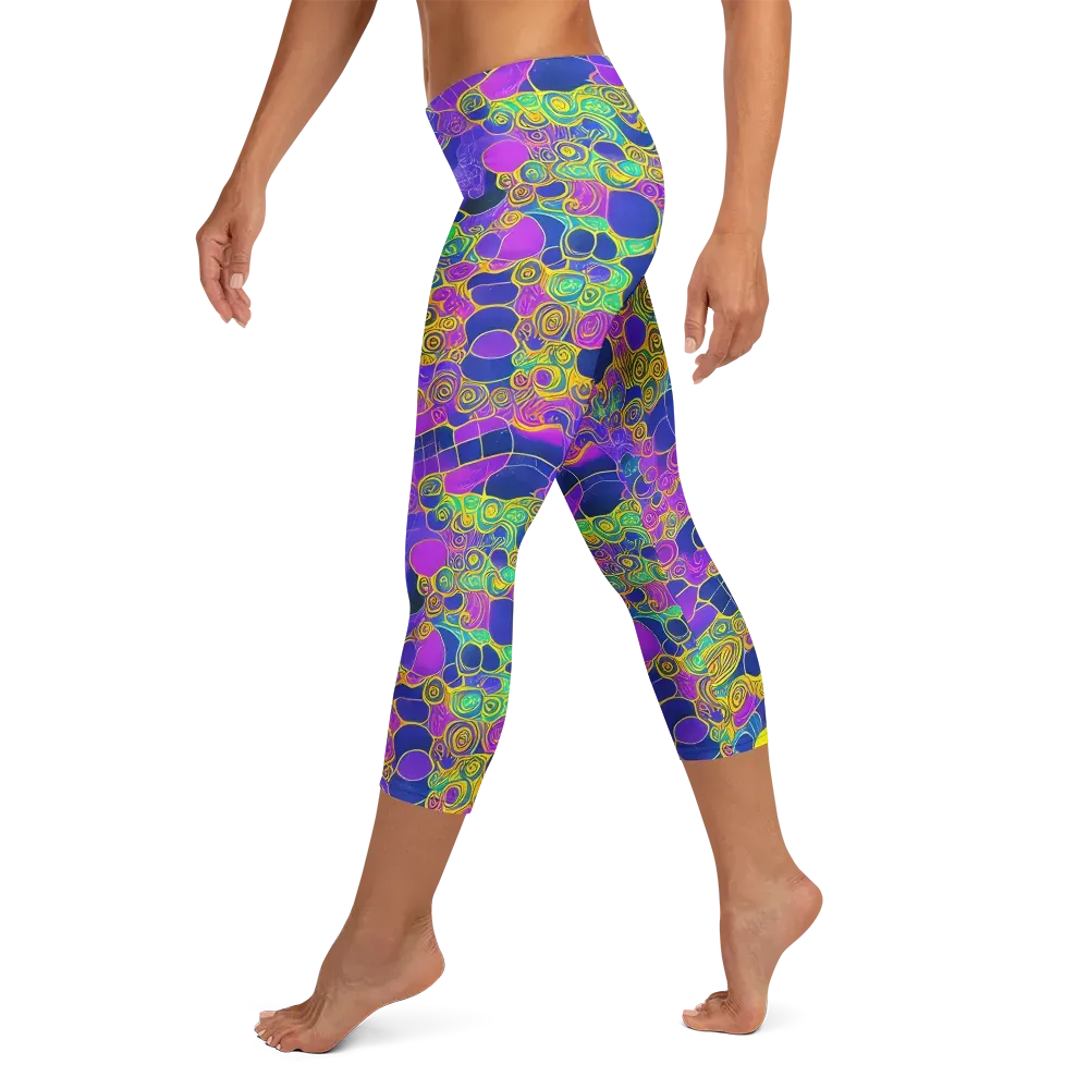 Neon Spiral Current on Capri Leggings — Left