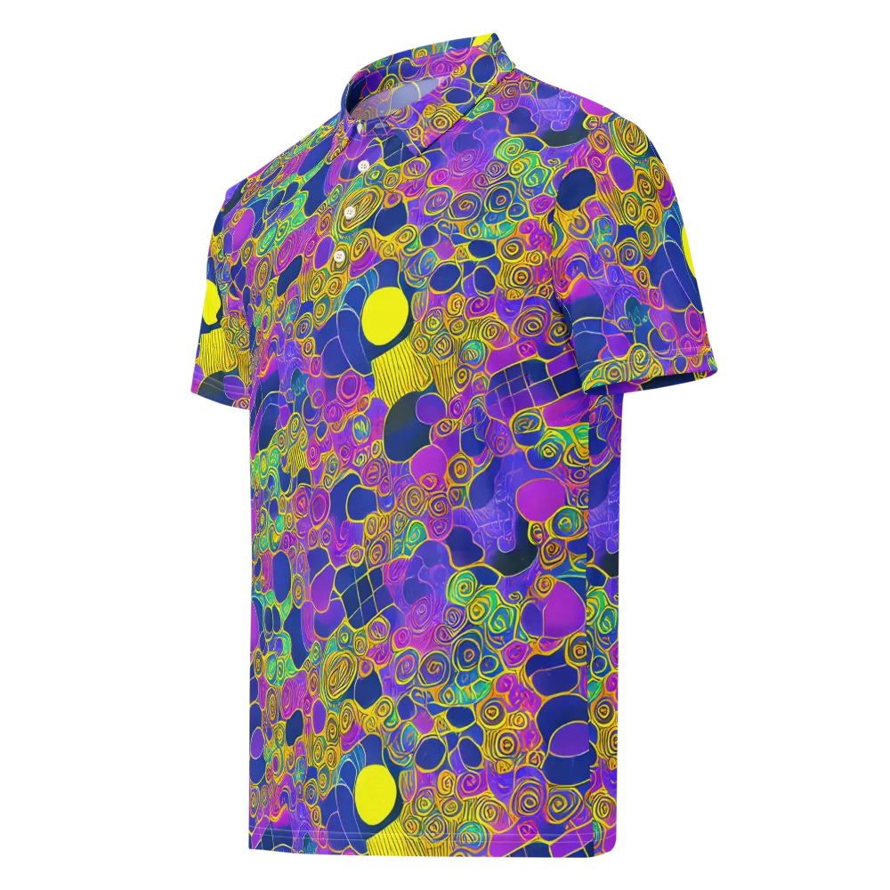 Neon Spiral Current on Men's Slim Fit Polo Shirt — Left Front