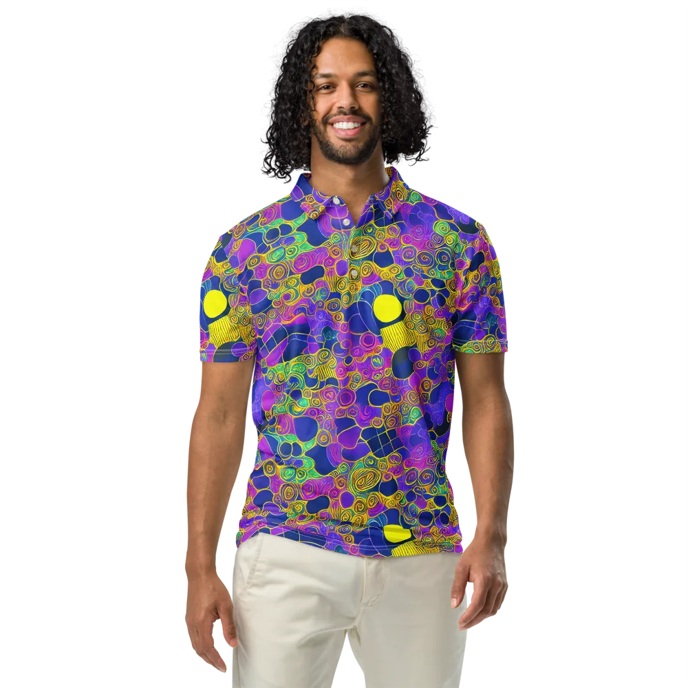 Neon Spiral Current on Men's Slim Fit Polo Shirt — Front
