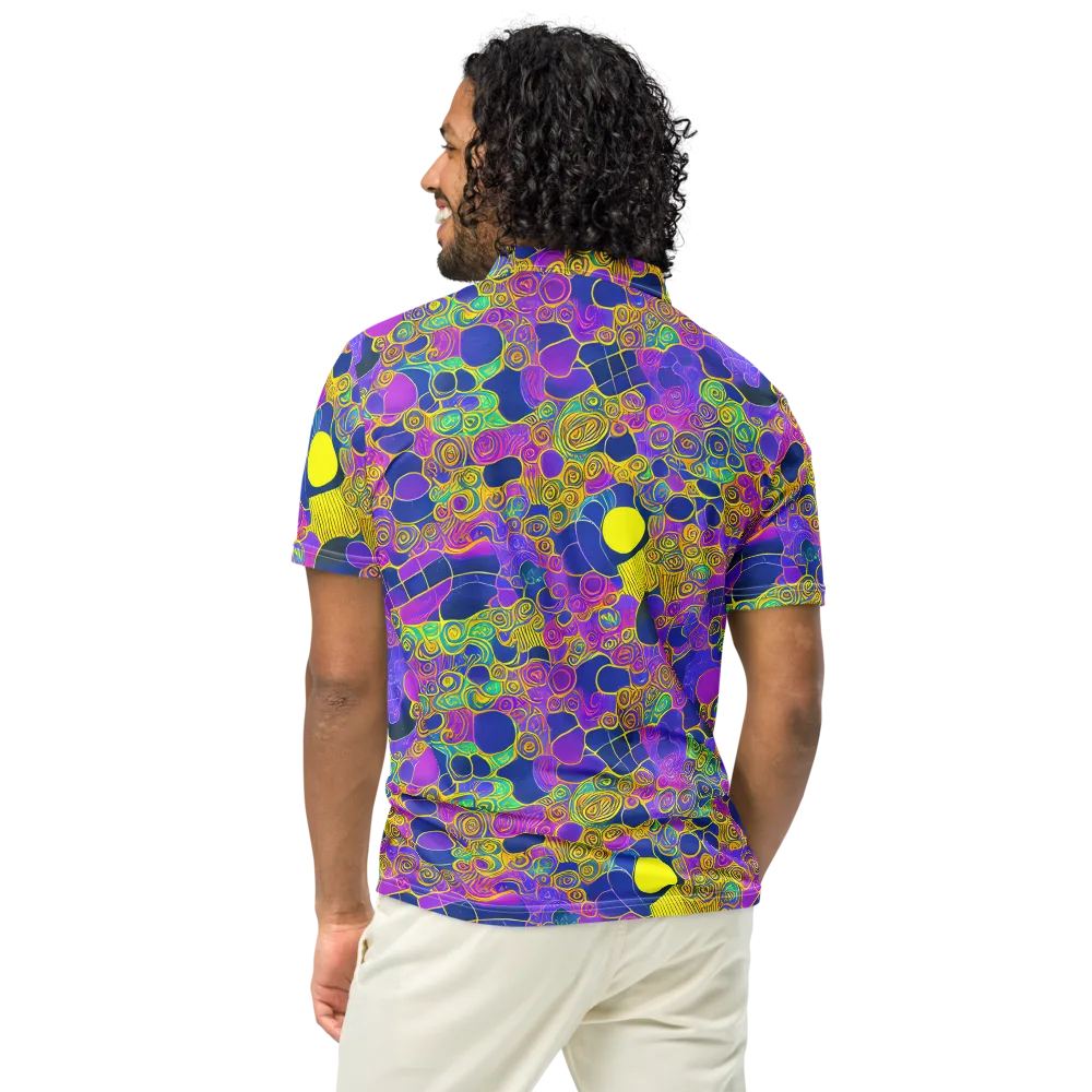 Neon Spiral Current on Men's Slim Fit Polo Shirt — Back
