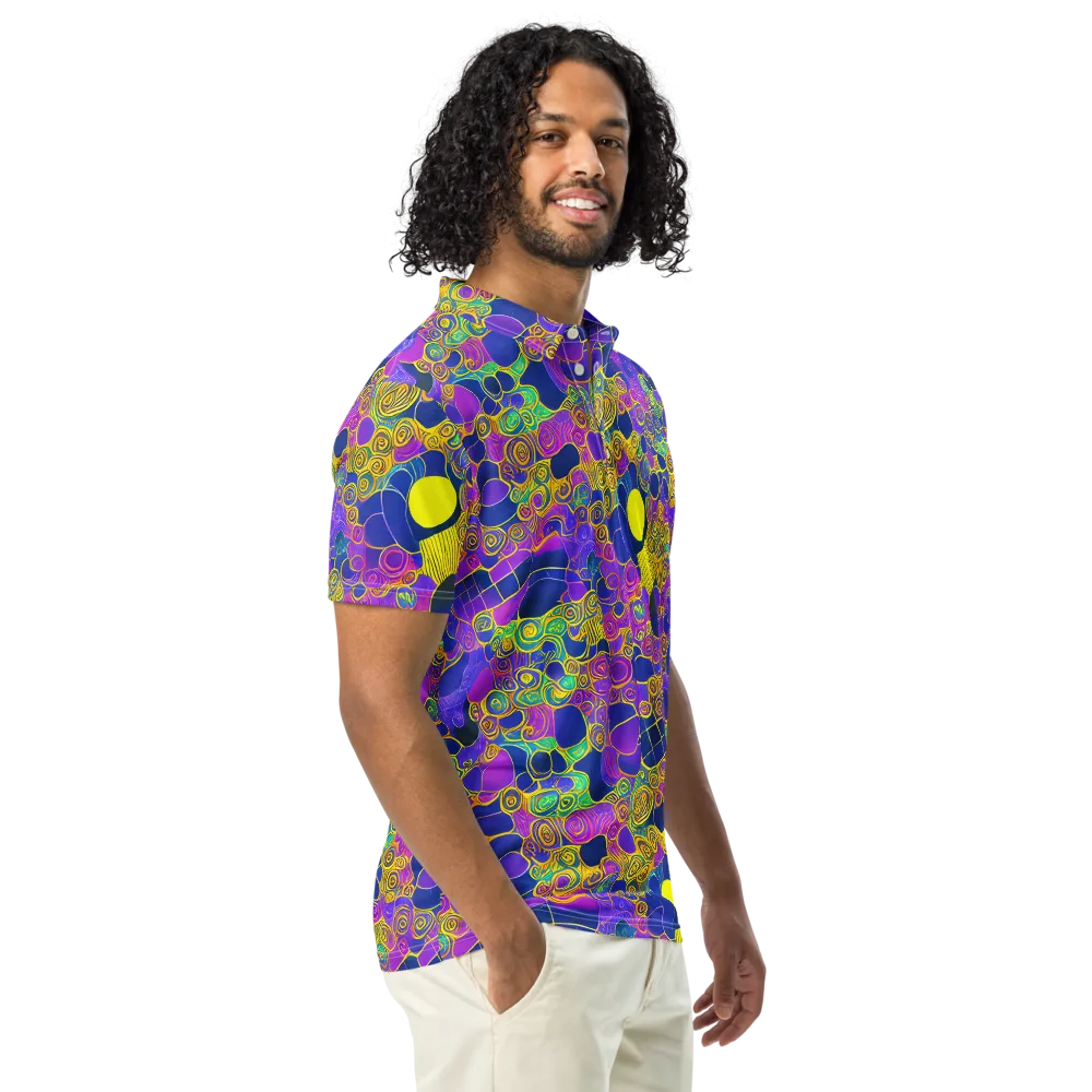 Neon Spiral Current on Men's Slim Fit Polo Shirt — Right Front