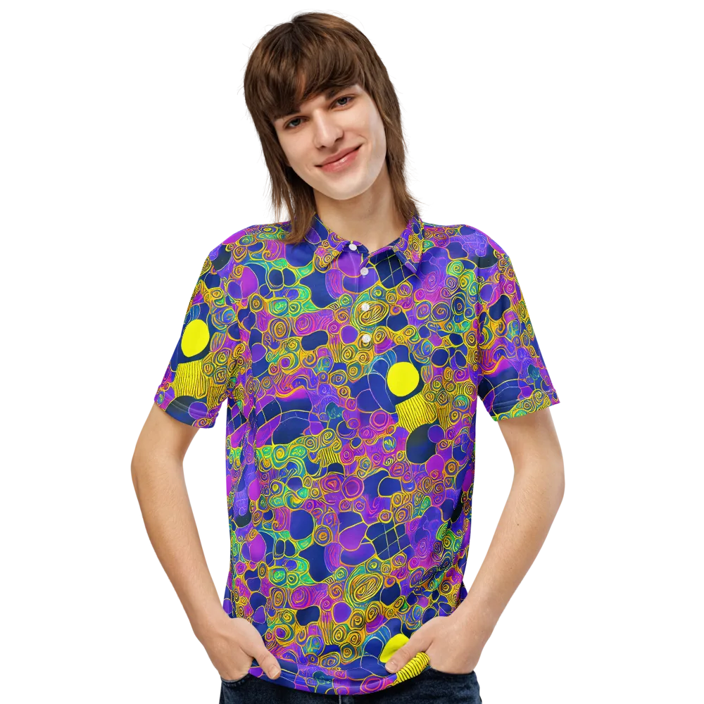 Neon Spiral Current on Men's Slim Fit Polo Shirt — Front