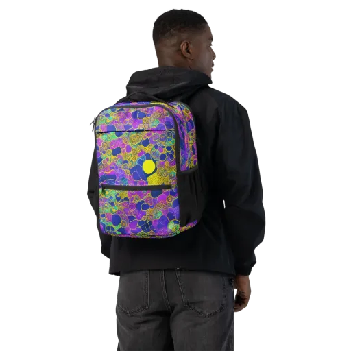 Neon Spiral Current on a Utility Backpack