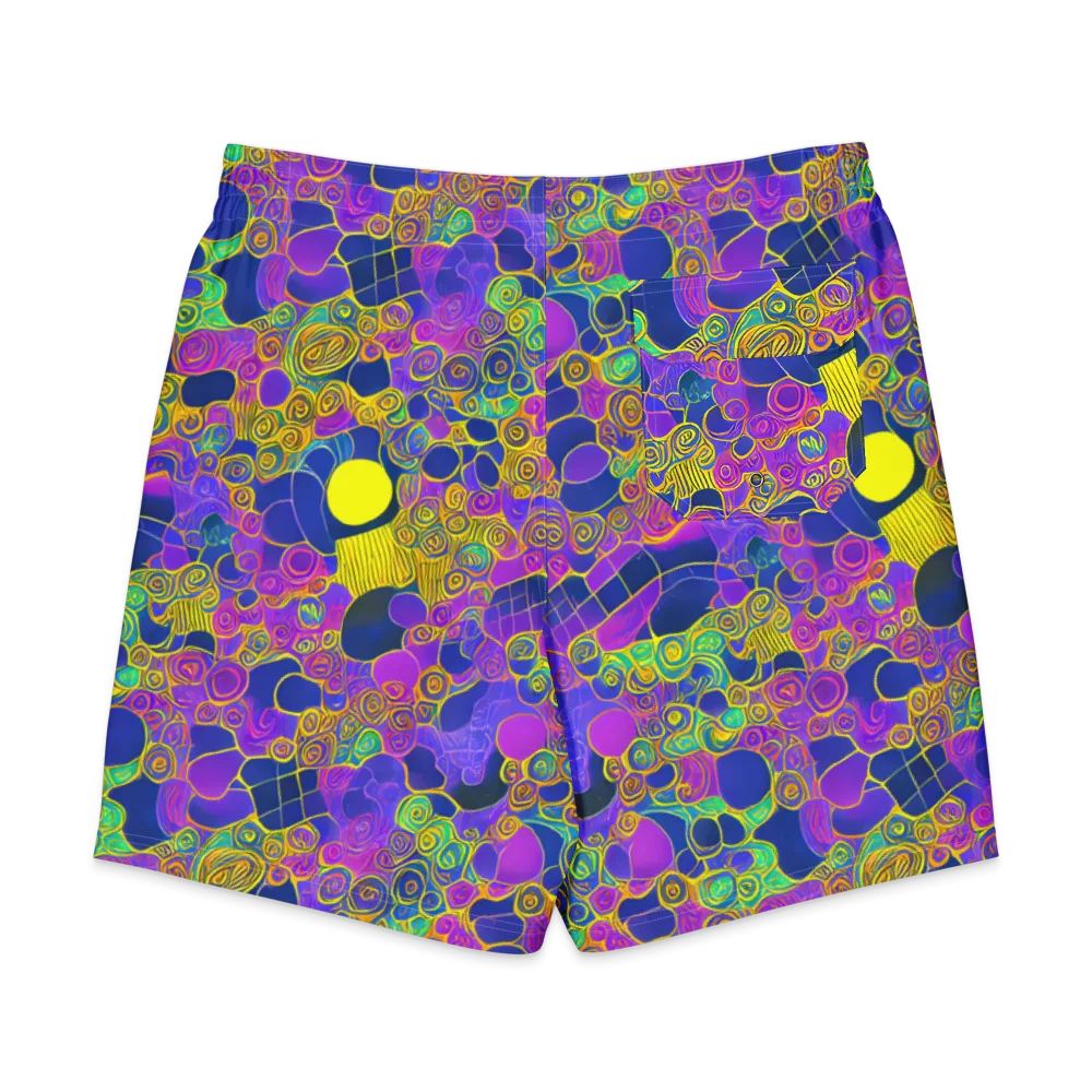 Neon Spiral Current on Men's Board Shorts — Back