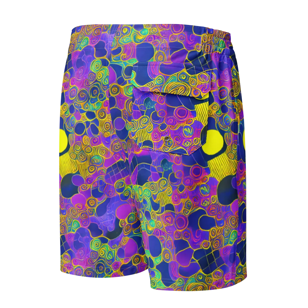 Neon Spiral Current on Men's Board Shorts — Back