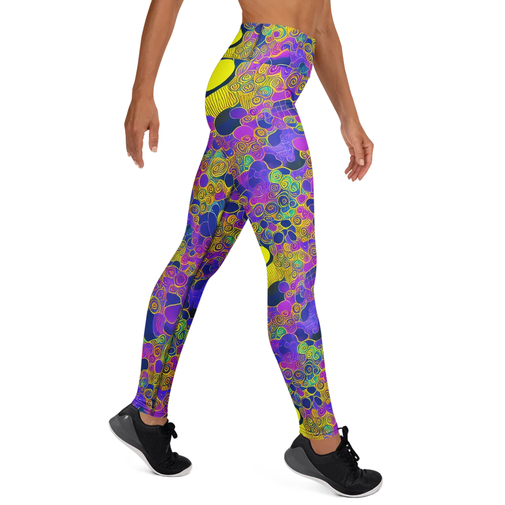 Neon Spiral Current on Yoga Leggings — Right