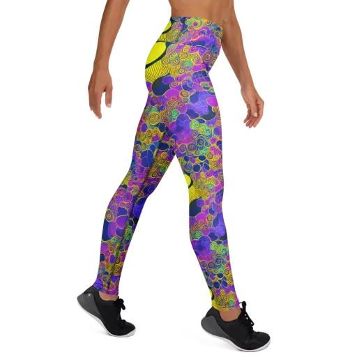 Neon Spiral Current on a Yoga Leggings