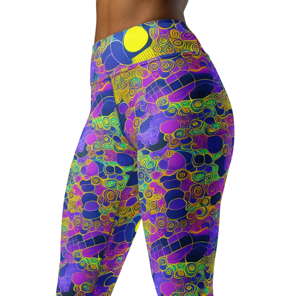 Neon Spiral Current on Yoga Leggings — Left Front