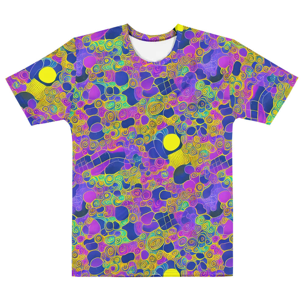Neon Spiral Current on Men's Cotton Crew Neck T-Shirt — Front