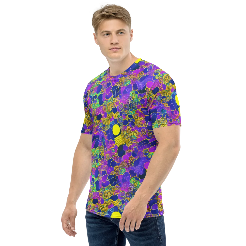 Neon Spiral Current on Men's Crew Neck T-Shirt — Left