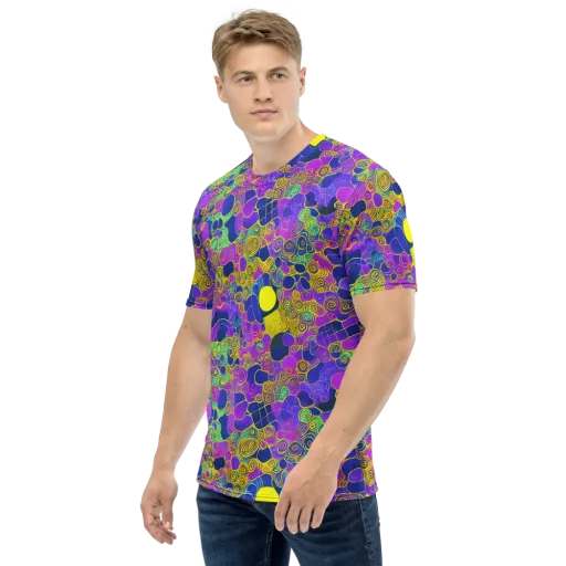Neon Spiral Current on a Men's Crew Neck T-Shirt
