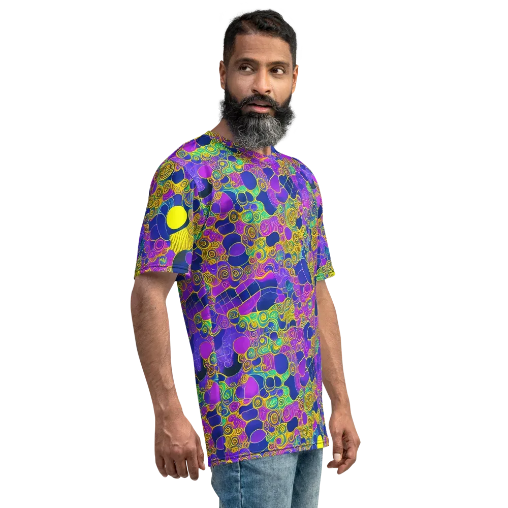 Neon Spiral Current on Men's Crew Neck T-Shirt — Right
