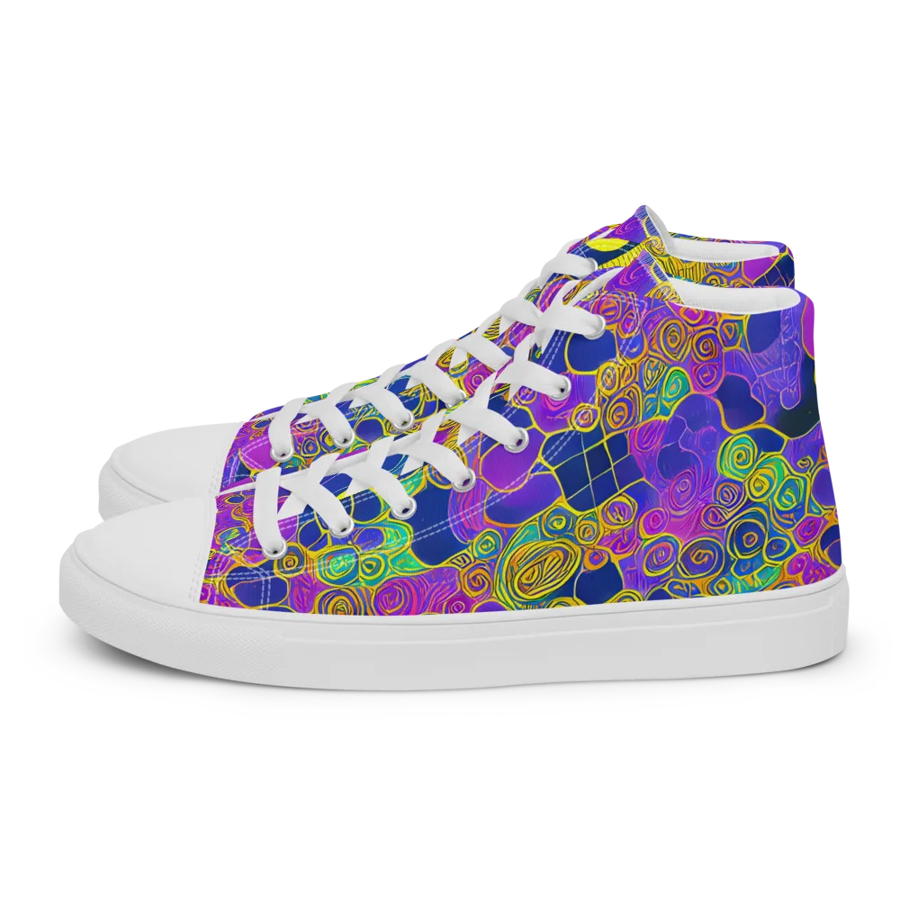 Neon Spiral Current on Men's High Top Canvas Shoes — Left
