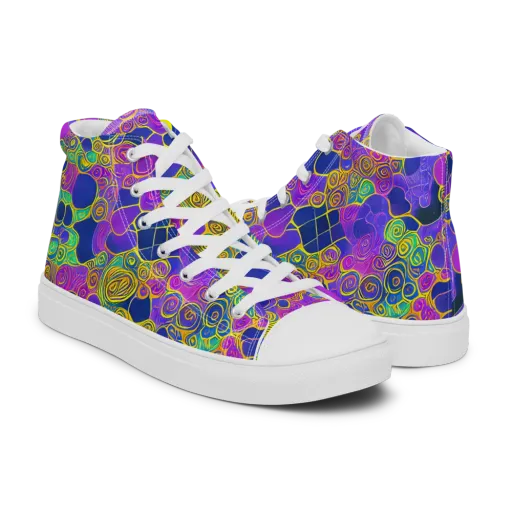 Neon Spiral Current on a Men's High Top Canvas Shoes
