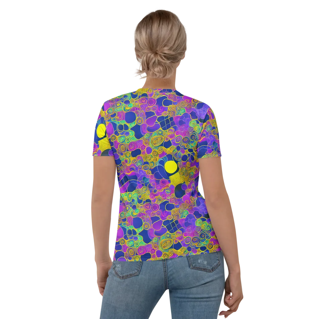 Neon Spiral Current on Women's Crew Neck T-Shirt — Back
