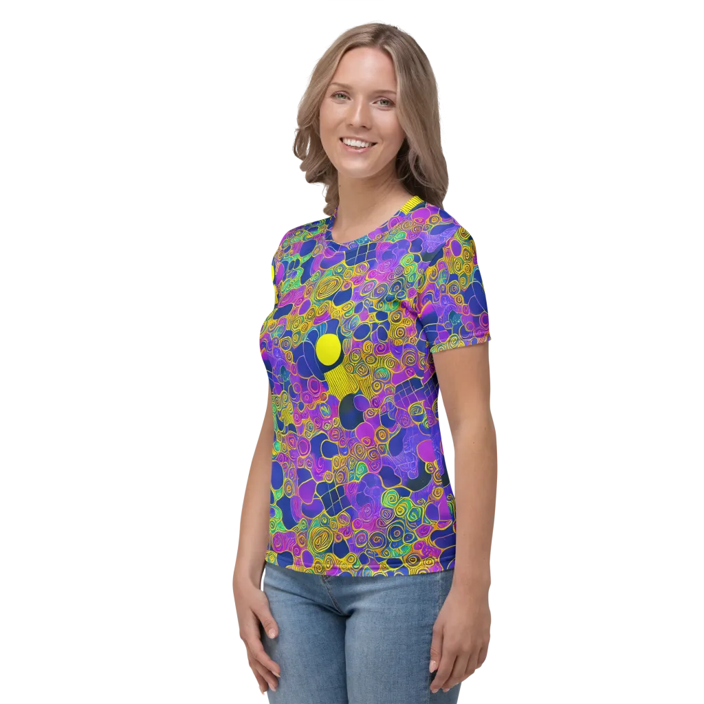 Neon Spiral Current on Women's Crew Neck T-Shirt — Left