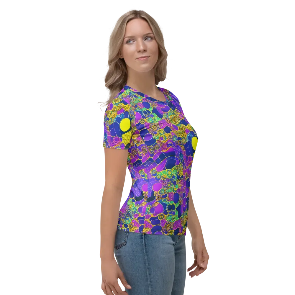 Neon Spiral Current on Women's Crew Neck T-Shirt — Right
