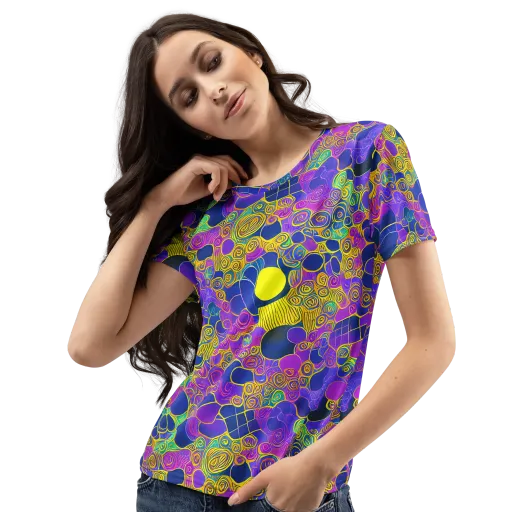 Neon Spiral Current on a Women's Crew Neck T-Shirt