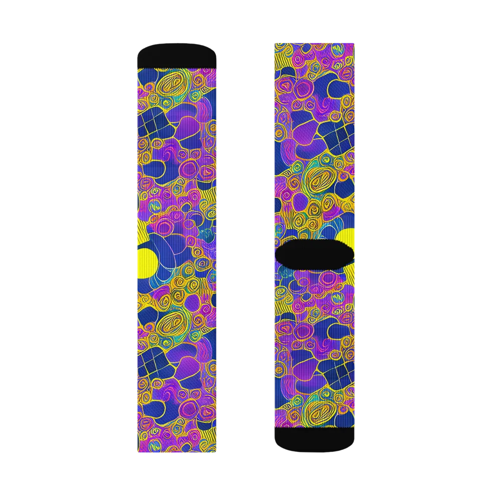 Neon Spiral Current on Socks — Left Sock