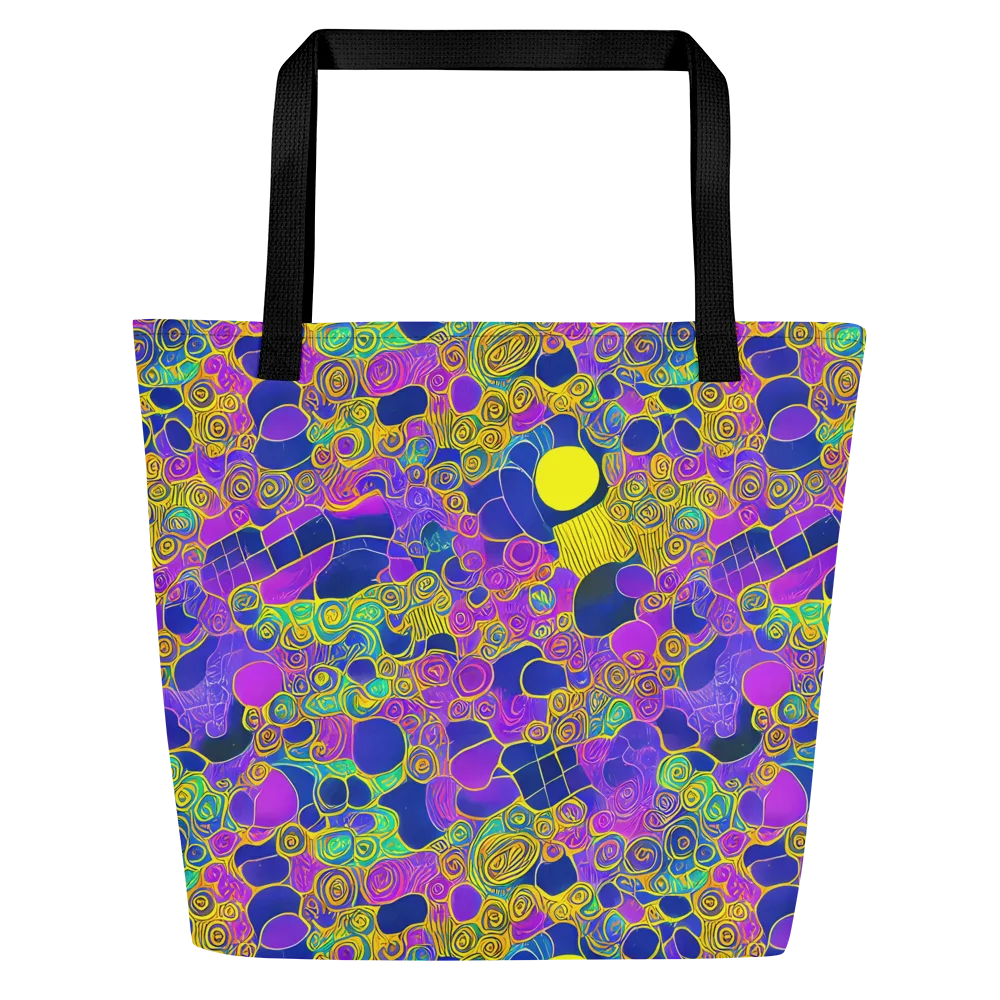 Neon Spiral Current on Large Tote Bag W/ Pocket — Front