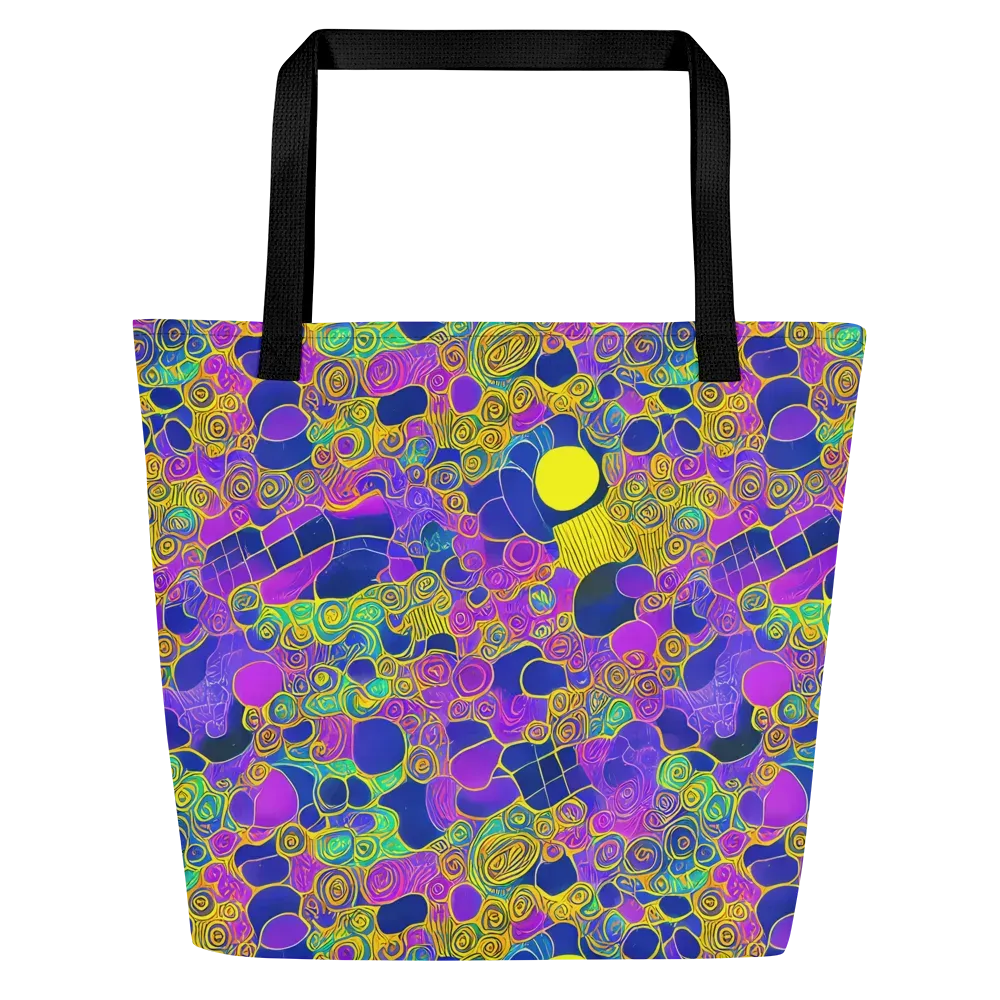 Neon Spiral Current on Large Tote Bag W/ Pocket — Front