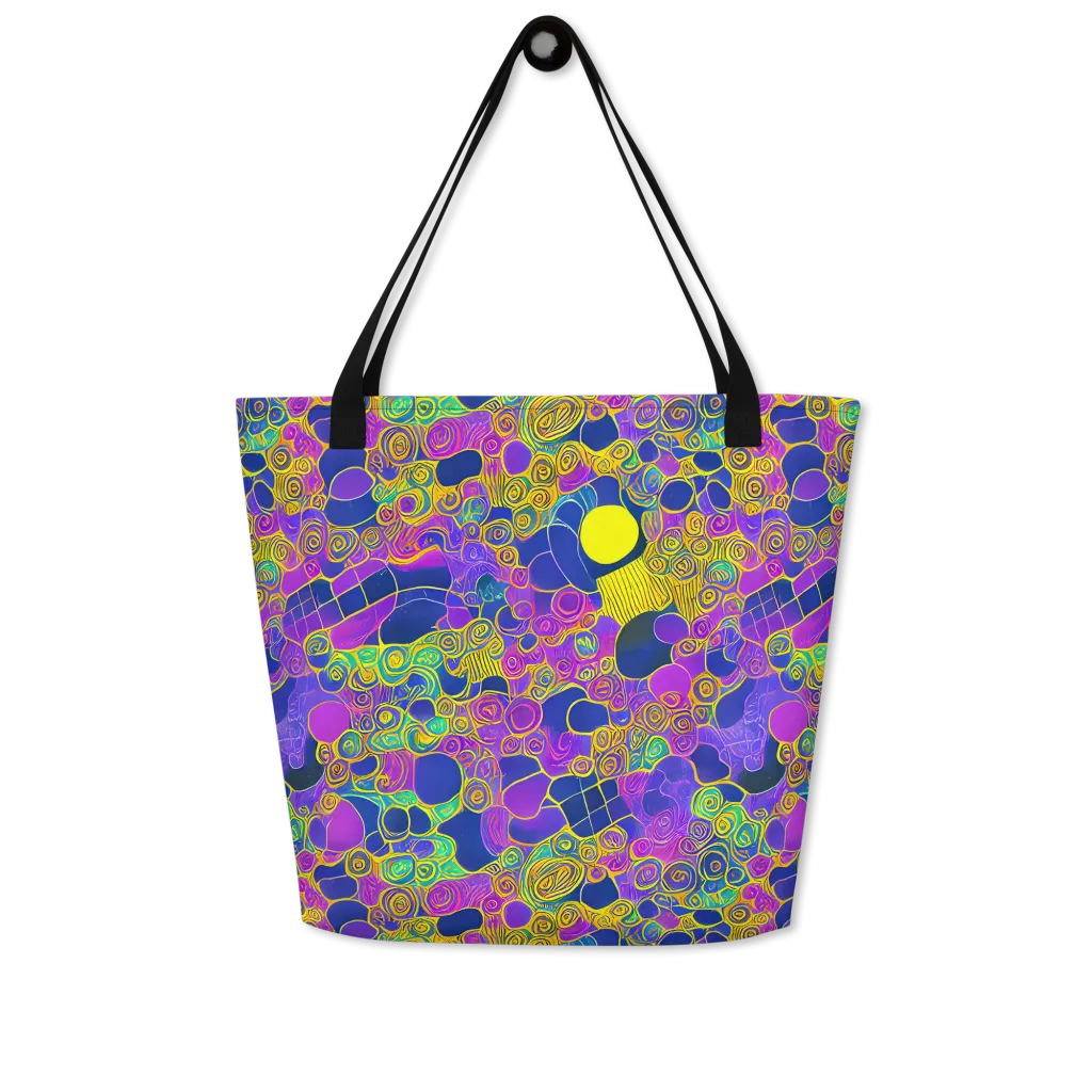 Neon Spiral Current on Large Tote Bag W/ Pocket — Front